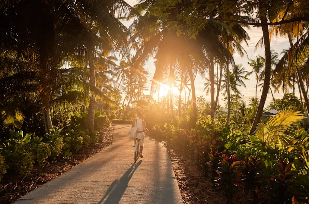 Закат и приятная прогулка на велосипеде в отеле Waldorf Astoria Seychelles Platte Island | Туристическая компания Mediolana Expert
